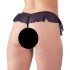 Cottelli - otwarte stringi z perełkami i falbanką (czarne) - XL