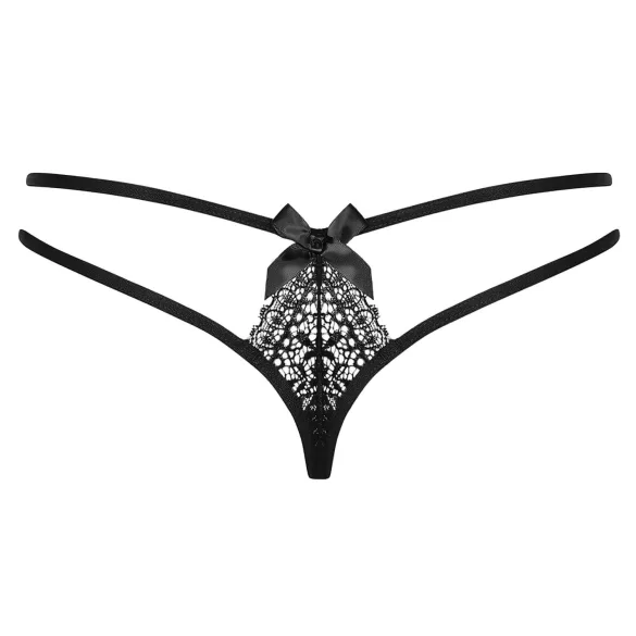 Obsessive - stringi damskie - podwójne paski - koronka czarna