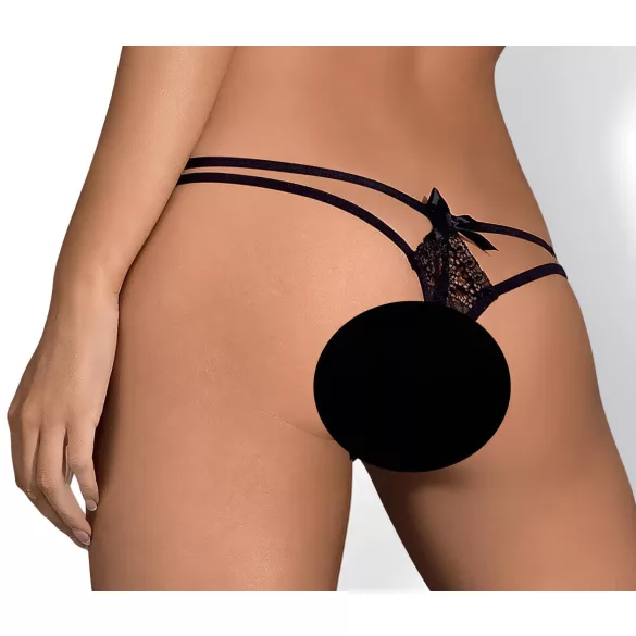 Obsessive - stringi damskie - podwójne paski - koronka czarna