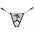 Cottelli - stringi damskie z haftowanym motywem lilii - czarno-białe - M/L