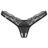 Obsessive - stringi koronkowe transparentne - czarne - L/XL