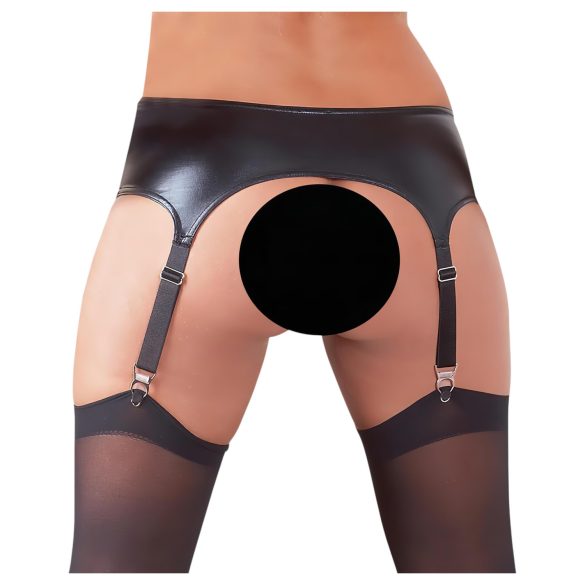 NO:XQSE - Komplet z pasem do pończoch - błyszczący efekt - M