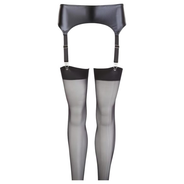 NO:XQSE - Komplet z pasem do pończoch - błyszczący efekt - XL