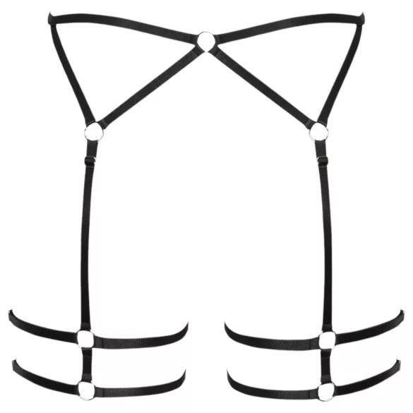 Cottelli - stringi damskie - cienki krój - czarne - L/XL