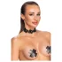 Cottelli - choker koronkowy z perełkami - czarny