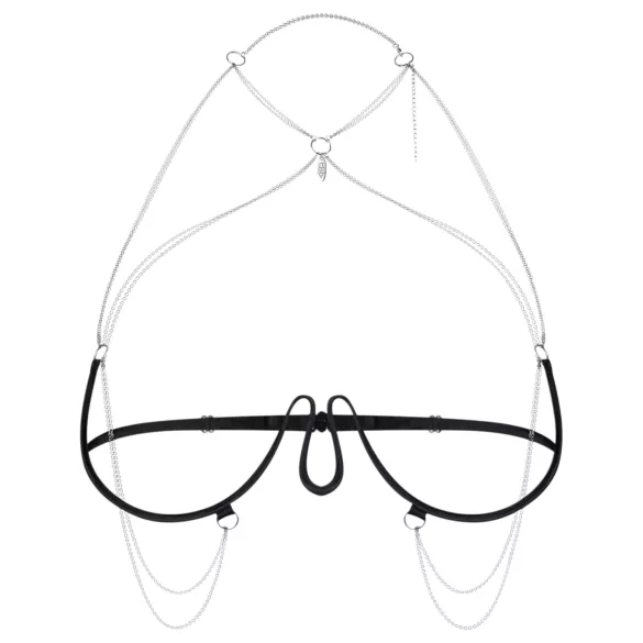 Obsessive - biustonosz z łańcuszkami - czarny (S-L)