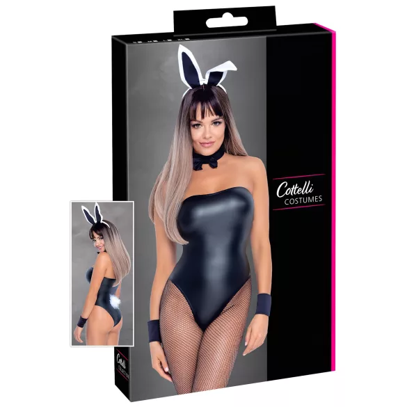 Cottelli Bunny - kostium króliczka - błyszczący, seksowny, 5 elementów - XL