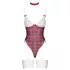 Cottelli - koronkowe body z motywem kratki - czerwone - M