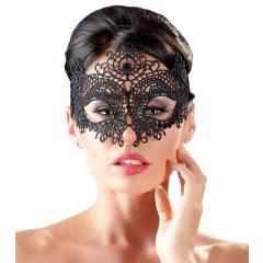 Cottelli - Haftowana maska z efektem koronki (czarna)