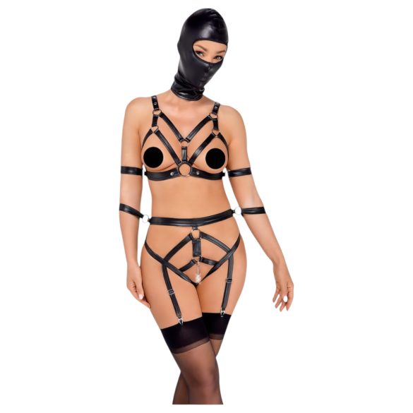 Bad Kitty - zestaw uprzęży z maską (czarny)