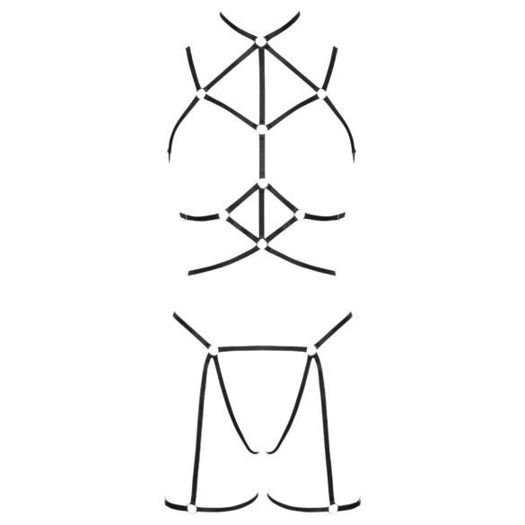 Cottelli - ozdobna uprząż i stringi (czarne) - (S-L)