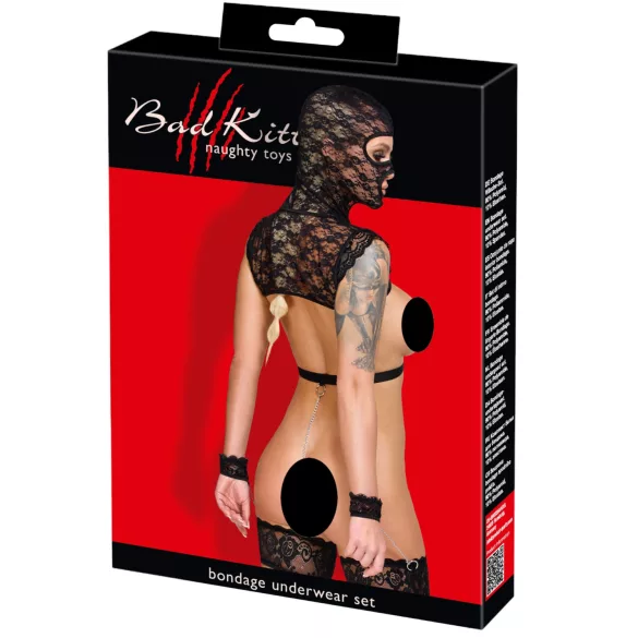 Bad Kitty - koronkowy zestaw BDSM (czarny)