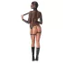 Bad Kitty - przezroczysty siateczkowy zestaw BDSM z biczem (czarny) - L