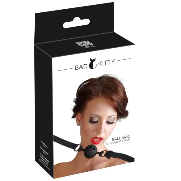 Bad Kitty - knebel do ust silikonowy - średni - czarny