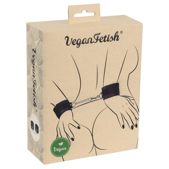 Vegan Fetish - kajdanki na nadgarstki z krótkim łańcuszkiem (czarne)