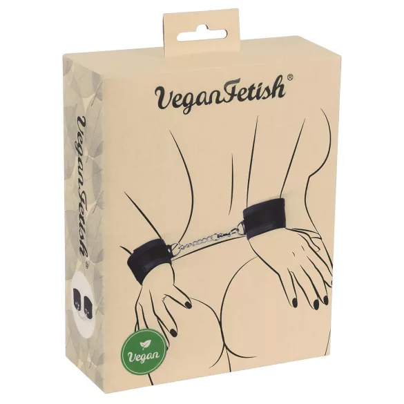 Vegan Fetish - kajdanki na nadgarstki - krótki łańcuch - czarne