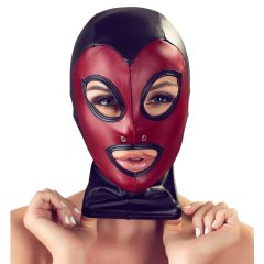   Bad Kitty - obfita, błyszcząca maska - czarno-czerwona (S-L)