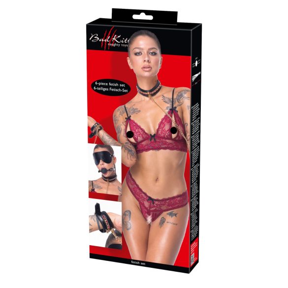 Bad Kitty - zestaw do bondage 6-częściowy - czarny