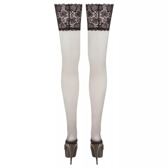 Cottelli Plus Size - czarne pończochy z koronką (15cm szer.) - 8