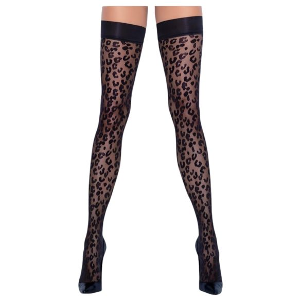 Cottelli Legwear - pończochy w panterkę (czarne) - 5