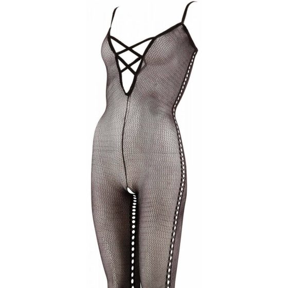 / NO:XQSE - Kocia sukienka z wzorem z boku - czarna - L/XL