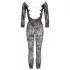 NO:XQSE - bodystocking erotyczny z motywem kwiatowym - czarny S-L