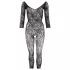 NO:XQSE - bodystocking erotyczny z motywem kwiatowym - czarny S-L