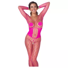 Cottelli - bodystocking siateczkowy - różowy - S-L
