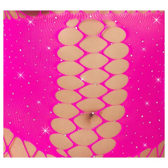 Cottelli - bodystocking siateczkowy - różowy - S-L