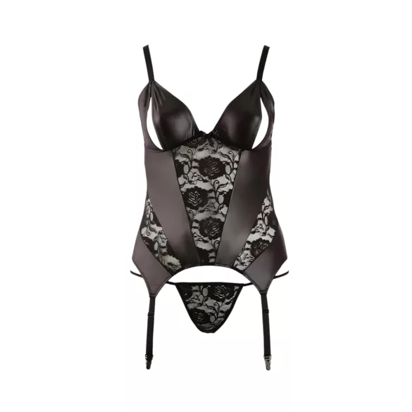 Cottelli - bluzka damska plus size z kwiatowym motywem - czarna