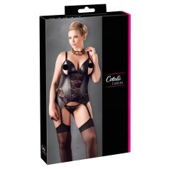   Cottelli - bluzka damska plus size z kwiatowym motywem - czarna - XXL