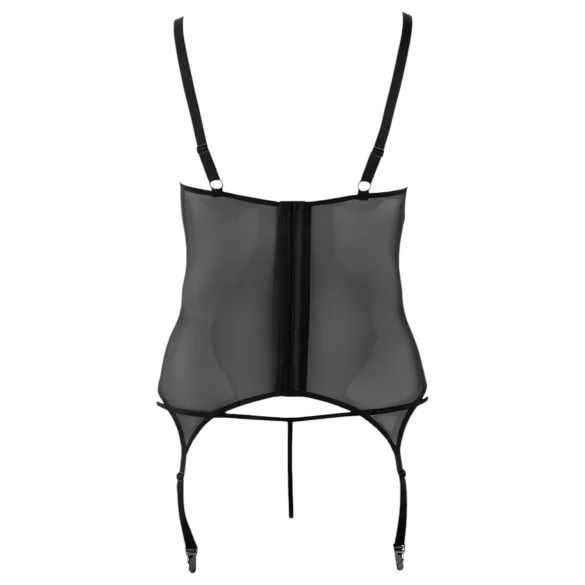 Cottelli - bluzka damska plus size z kwiatowym motywem - czarna - XXXXL