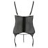 Cottelli - Czarna damska bluzka w kwiaty, rozmiar plus - XXXXL