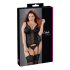 Cottelli Plus Size - regulowany top z pasami do pończoch (czarny)