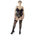 Cottelli Plus Size - regulowany top z pasami do pończoch (czarny)
