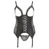 Cottelli Plus Size - regulowany top z pasami do pończoch (czarny)