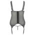 Cottelli Plus Size - regulowany top z pasami do pończoch (czarny)