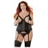 Cottelli Plus Size - regulowany top z pasami do pończoch (czarny)