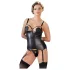Cottelli Bondage - błyszcząca bluzka z kajdankami, unosi biust (czarna)