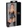 Cottelli Bondage - błyszczący top z podnoszącym biust, kajdanki (czarny) - XL