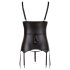 Cottelli Bondage - błyszczący top z podnoszącym biust, kajdanki (czarny) - XL