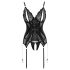 Cottelli - koronkowy otwarty top i stringi (czarne) - XL