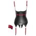 Cottelli Bondage - Lśniący top z obrożą, podkreślający biust (czarny) - XL