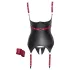 Cottelli Bondage - błyszczący biustonosz z obrożą - czarny - XL
