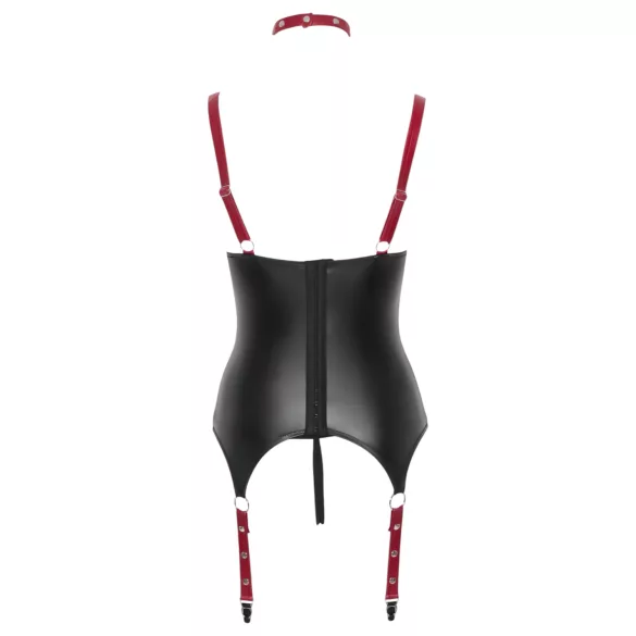 Cottelli Bondage - błyszczący biustonosz z obrożą - czarny - XL