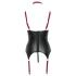 Cottelli Bondage - błyszczący biustonosz z obrożą - czarny - XL