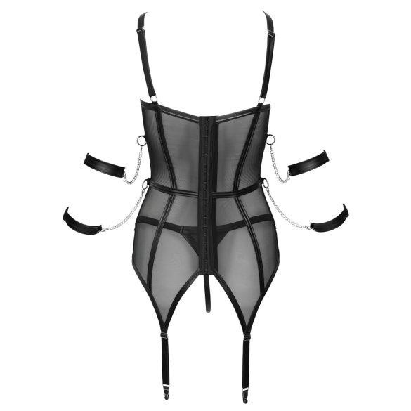 Cottelli Bondage - gorset, kajdanki i stringi (czarne)