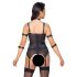 Cottelli Bondage - top z paskami, kajdanki i stringi (czarny) - L