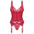 Obsessive Cupide Desir – przezroczysty koronkowy zestaw top (czerwony)