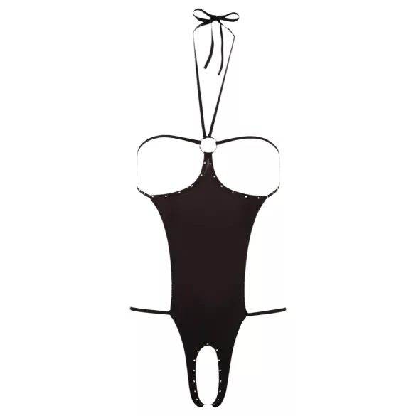 NO:XQSE - body erotyczne otwarte z cyrkoniami - czarne S-L